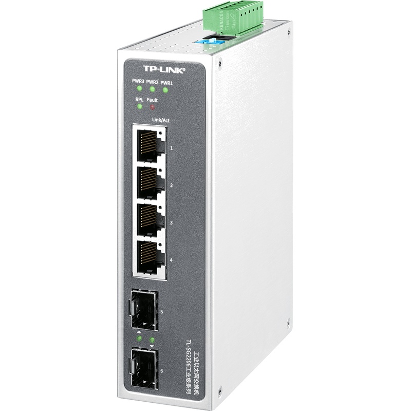 Switch Ethernet Industrial TP-LINK TL-SG2206 de 6 Portas para Gabinetes de Switch Ethernet Gerenciáveis Industriais com Montagem em Trilho DIN